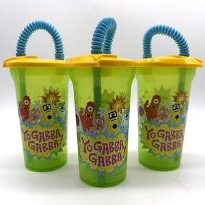 Yo Gabba Gabba Straw Tumbler Kids Unisex OS Green 3pk Brobee Nick Jr Zak Designs